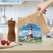 Qxltty Coastal Lighthouse Acrylic Napkin Holder Set of 1 Transparent Dining Table Kitchen Cafeteria Home Decor 4.1x4.9x1.97in