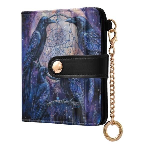 Qxltty Cobweb Crow Ladies Wallet Rfid Slim Thin Compact Credit Card Women Wallet Zipper Coin Pocket and ID Window for Female Gifts