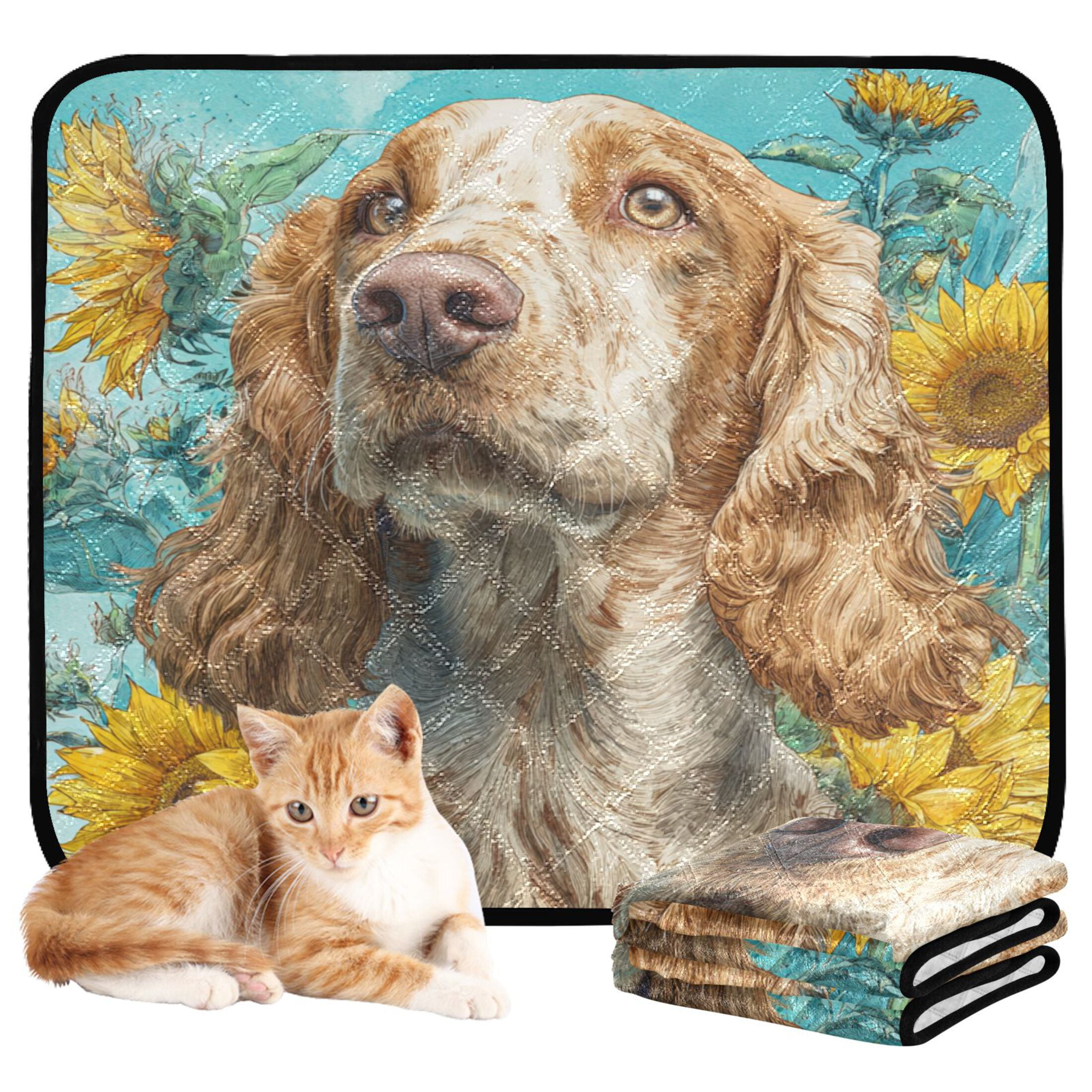 Qxltty Cocker Spaniel Dog Cat litter Pads Pet Set of 3 Diaper Mats Center Anti-leakage Layer Absorbent Soft and Comfortable