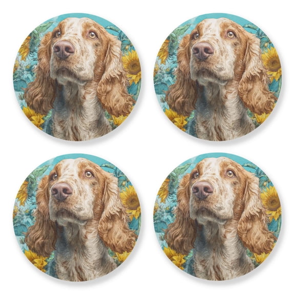 Qxltty Cocker Spaniel Dog Wooden Coasters Set of 4 Fun and Practical Perfectly Non-Slip Warm Home Accent