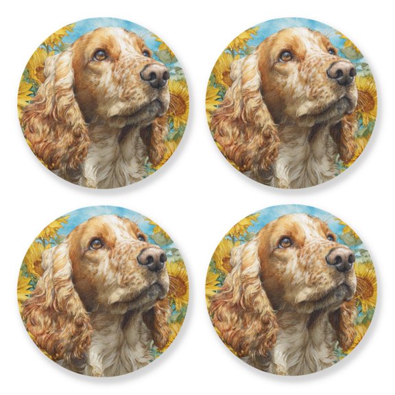 Qxltty Cocker Spaniel Dogs Wooden Coasters Set of 4 Fun and Practical Perfectly Non-Slip Warm Home Accent