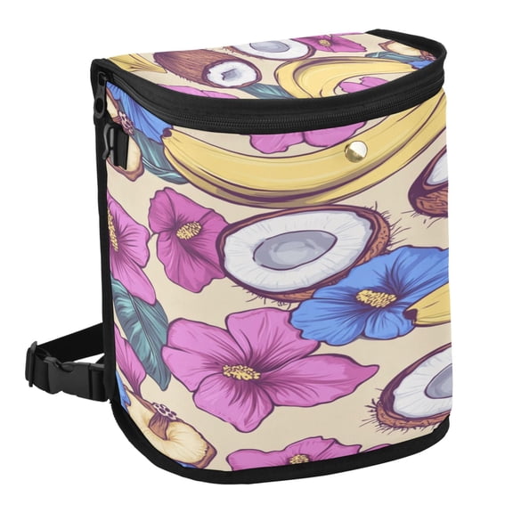 Qxltty Coconut Banana Pattern Car Trash Can with Lid Vehicle Backseat Hanging Leak Proof Storage Bin