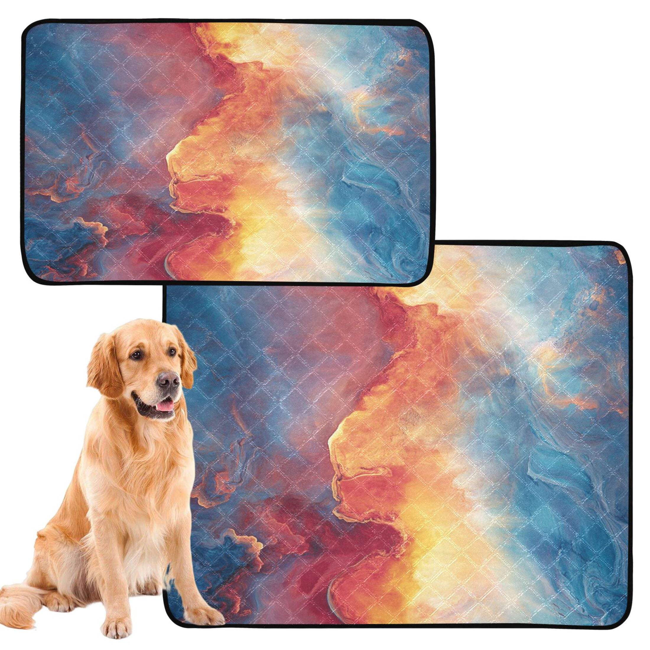 Qxltty Color Flow Patterns Cat litter Pads Pet Set of 2 Diaper Mats Center Anti-leakage Layer Absorbent Soft and Comfortable