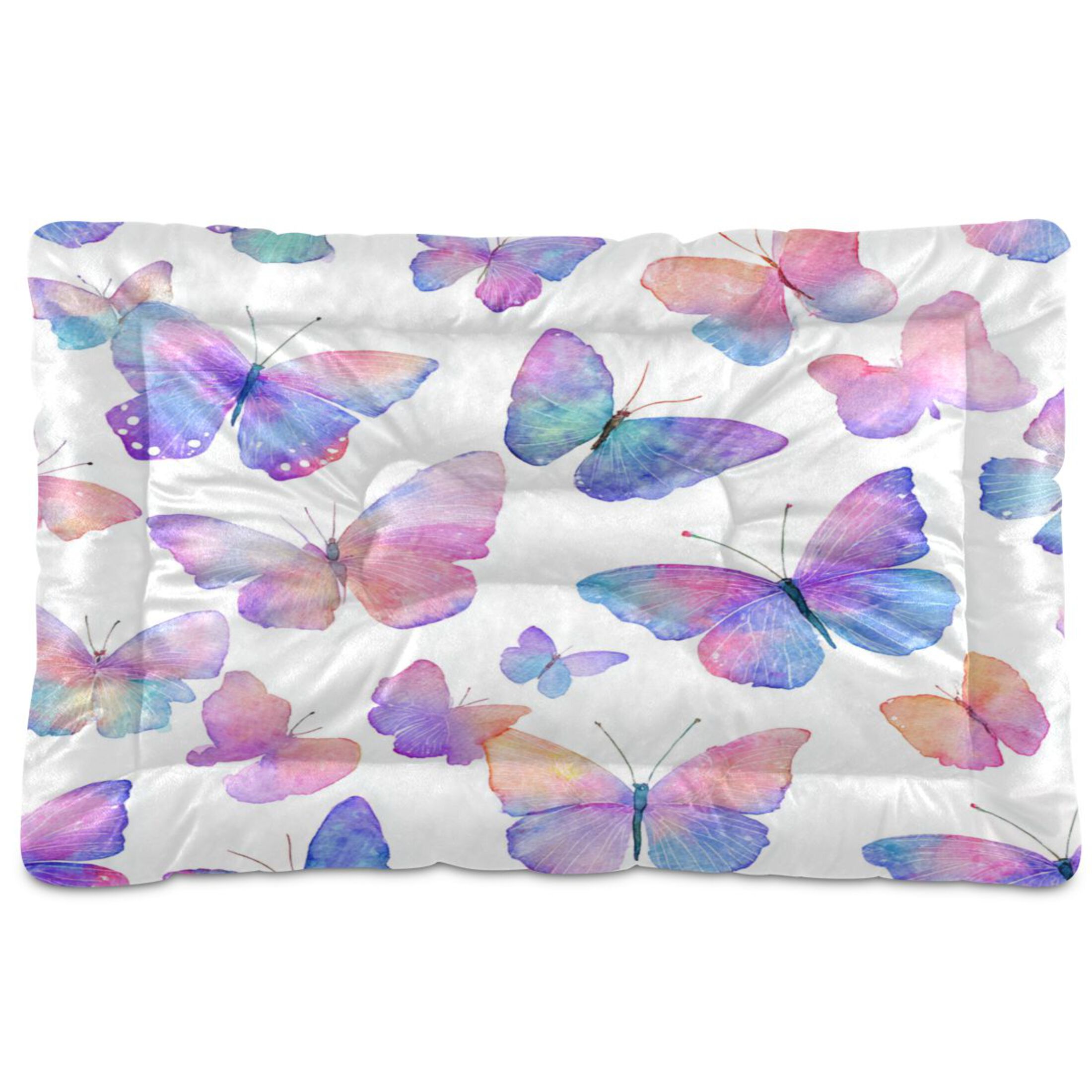 Qxltty Colorful Butterflies Ped Pad Wear-resistant and Hard to Bite Through Sleeping Pad for Small Medium Large Dogs Winter Pet Bed 36×24in
