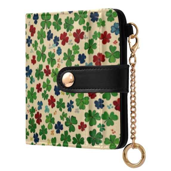 Qxltty Colorful Clover Ladies Wallet Rfid Slim Thin Compact Credit Card Women Wallet Zipper Coin Pocket and ID Window for Female Gifts