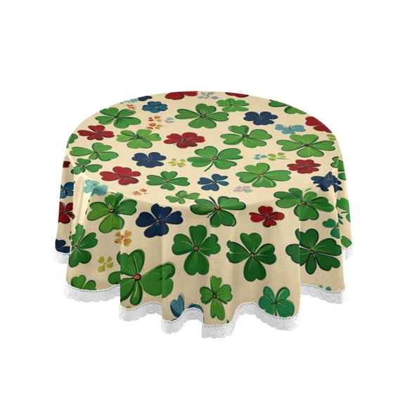 Qxltty Colorful Clover Round Tablecloth 60 Inch Dia Washable Table Cover with Dust-Proof Wrinkle Resistant for Restaurant Picnic Indoor and Outdoor Dining