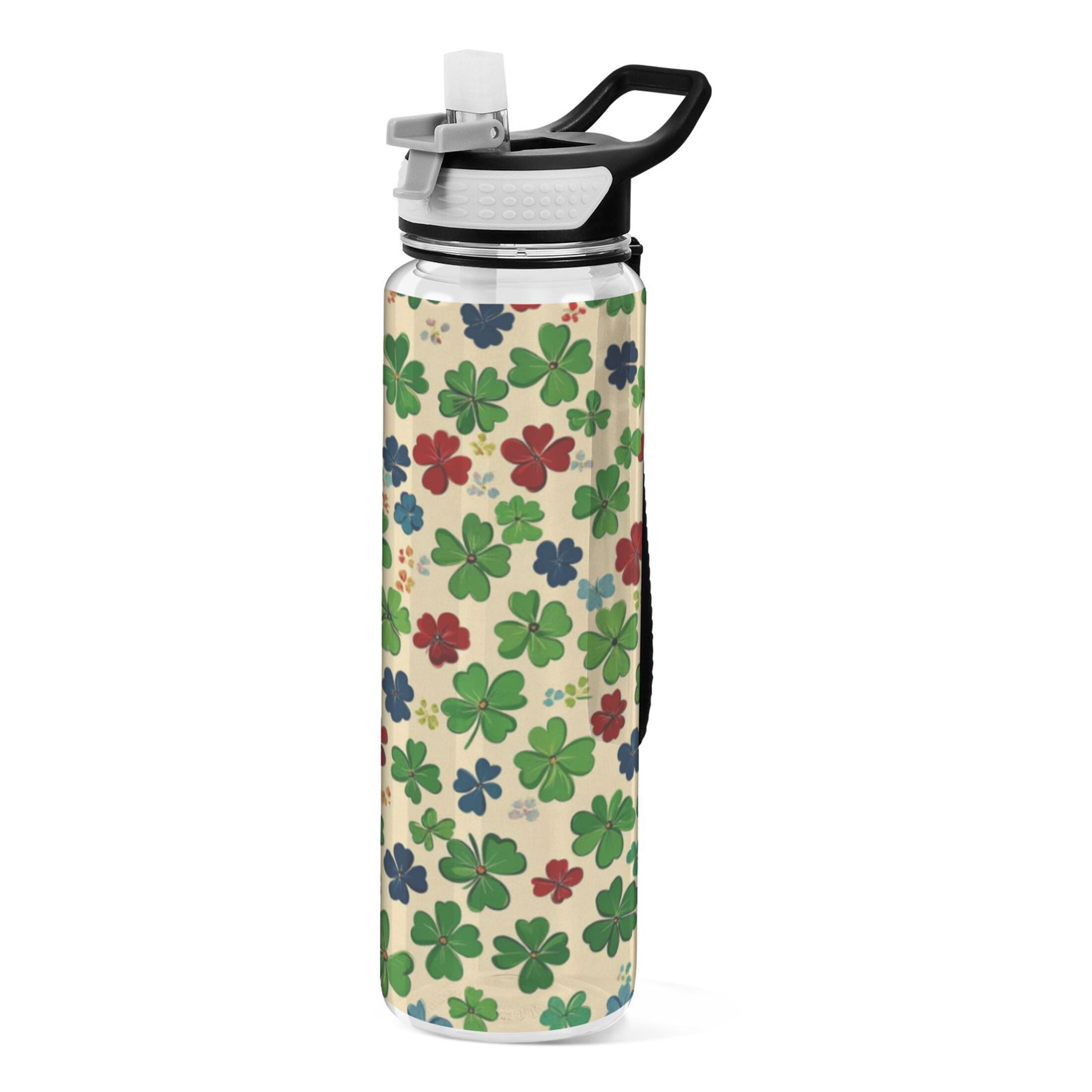 Qxltty Colorful Clover Water Bottle 32 oz with Straw BPA Free Reusable ...