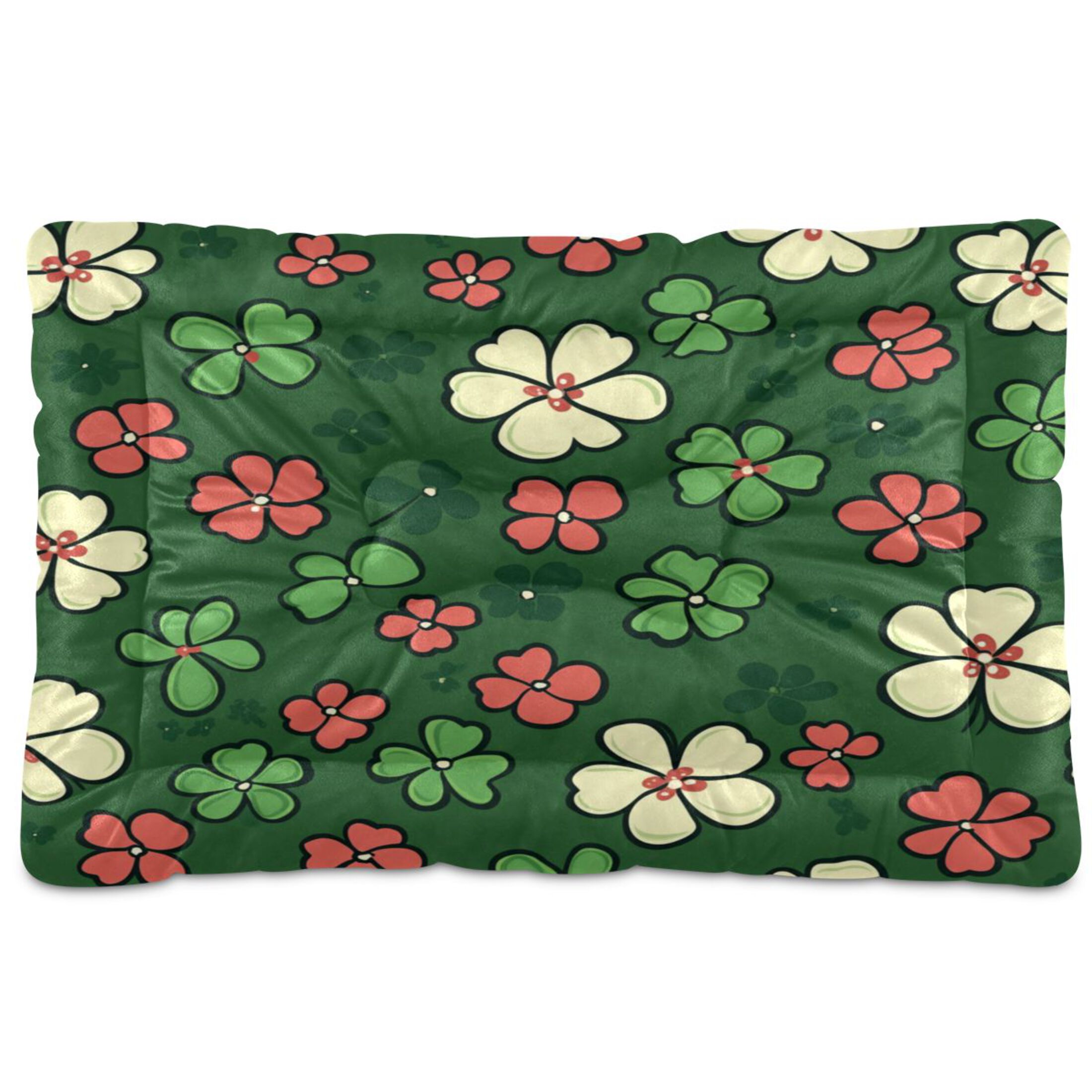 Qxltty Colorful Clovers Ped Pad Wear-resistant and Hard to Bite Through Sleeping Pad for Small Medium Large Dogs Winter Pet Bed 36×24in