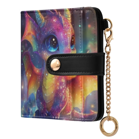 Qxltty Colorful Dragon Baby Ladies Wallet Rfid Slim Thin Compact Credit Card Women Wallet Zipper Coin Pocket and ID Window for Female Gifts