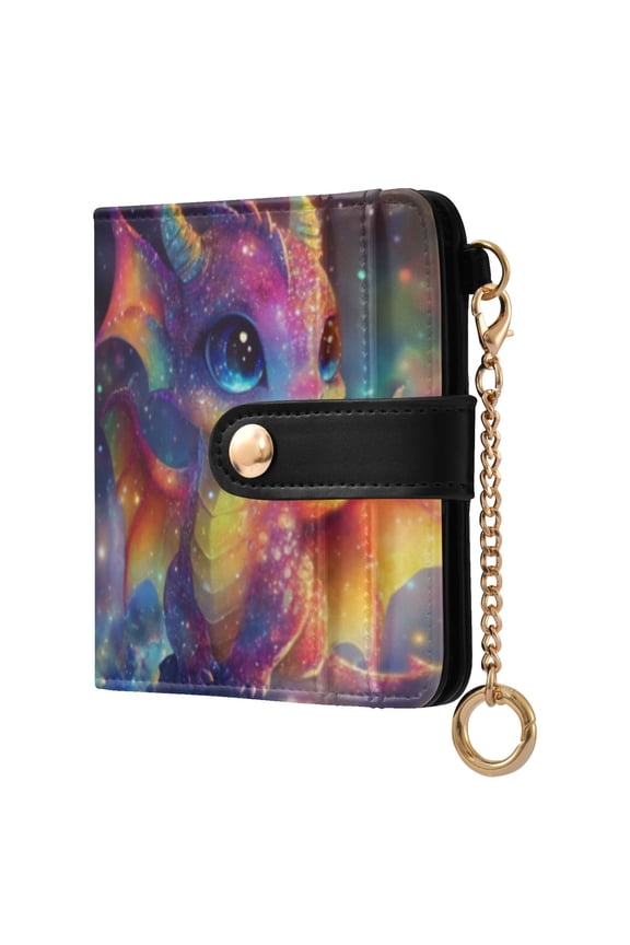Colorful Dragon Baby Ladies Wallet Rfid Slim Thin Compact Credit Card Women Wallet Zipper Coin Pocket and ID Window for Female Gifts