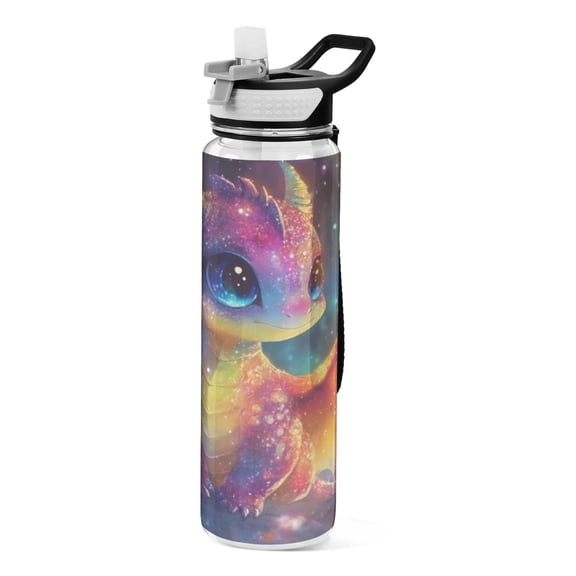 Qxltty Colorful Dragon Baby Water Bottle 32 oz with Straw BPA Free Reusable Fitness Sport Bottle Perfect for Travel School Outdoors and Gym