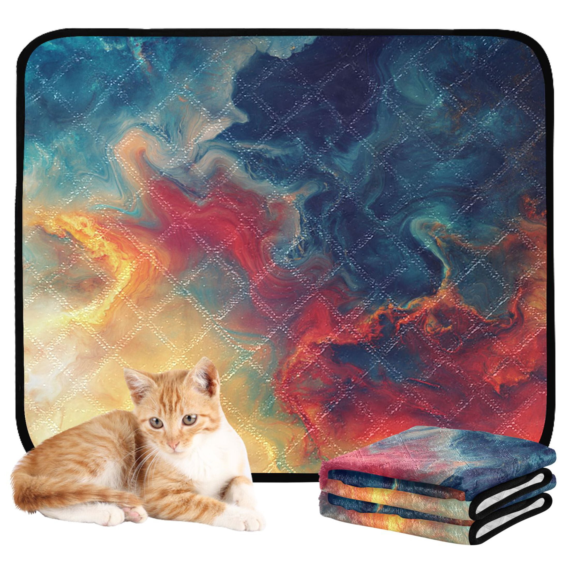 Qxltty Colorful Flow Pattern Cat litter Pads Pet Set of 3 Diaper Mats Center Anti-leakage Layer Absorbent Soft and Comfortable
