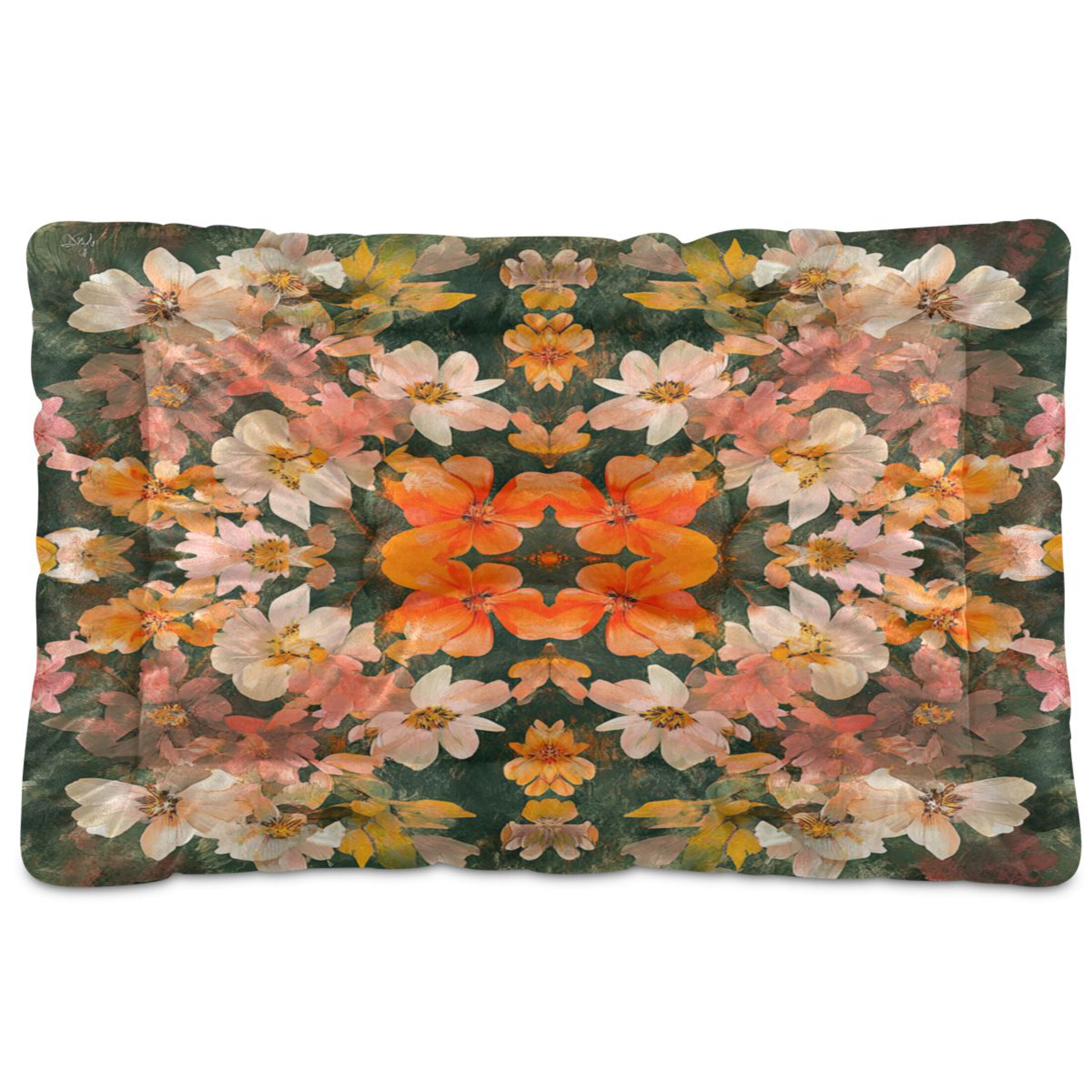 Qxltty Colorful Flower Bushes Ped Pad Wear-resistant and Hard to Bite Through Sleeping Pad for Small Medium Large Dogs Winter Pet Bed 36×24in