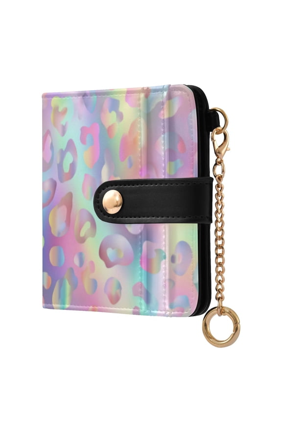 Colorful Leopard Print Ladies Wallet Rfid Slim Thin Compact Credit Card Women Wallet Zipper Coin Pocket and ID Window for Female Gifts