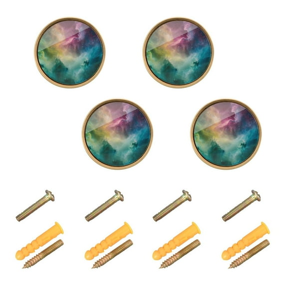 Qxltty Colorful Milky Way Cabinet Knobs Kitchen Drawer Knobs Round Door Pulls Dressing Table Wardrobe Closet Knob Handles Decorative Set of 4