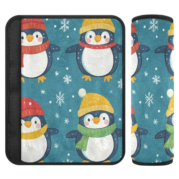 Qxltty Colorful Scarf Penguin Pattern Car Seat Strap Pads are Soft and Snug Fitting for All Cars Backpacks Pushchair