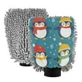 thumbnail image 1 of Qxltty Colorful Scarf Penguin Pattern Car Wash Mitt 2pcs Scratch Free Lint-Free Antistatic Microfiber 8.07×11.8in, 1 of 8