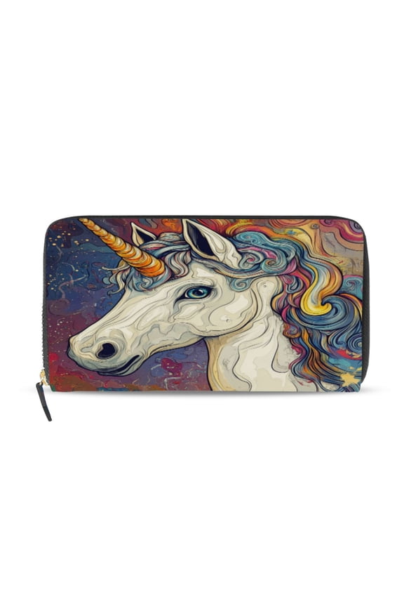 Colorful Unicorns Women's Leather Wallet Fashion Retro Multi Card Holder with Cell Phone Pocket Mothers Day Gifts