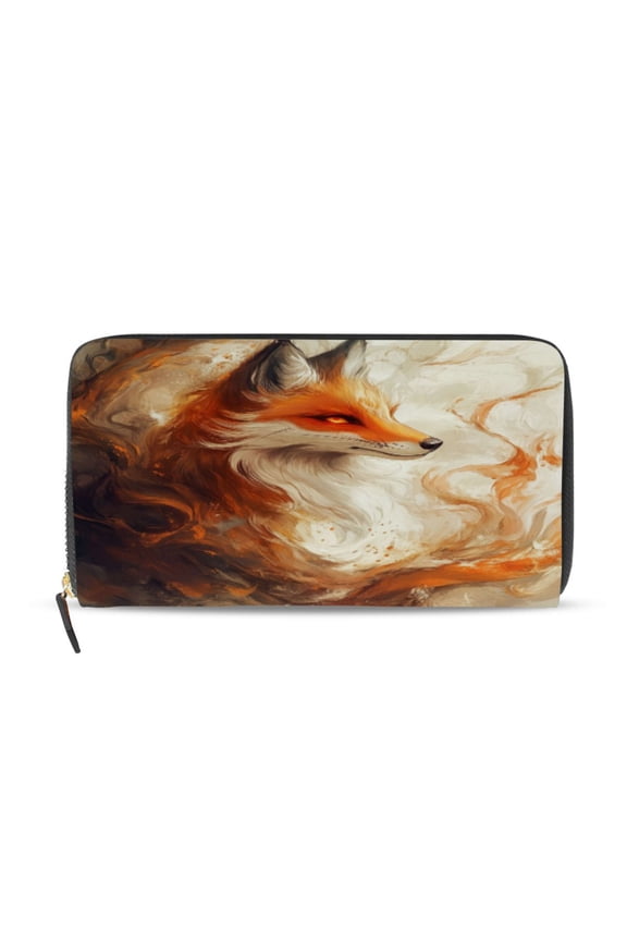 Cool Orange Fox Women's Leather Wallet Fashion Retro Multi Card Holder with Cell Phone Pocket Mothers Day Gifts