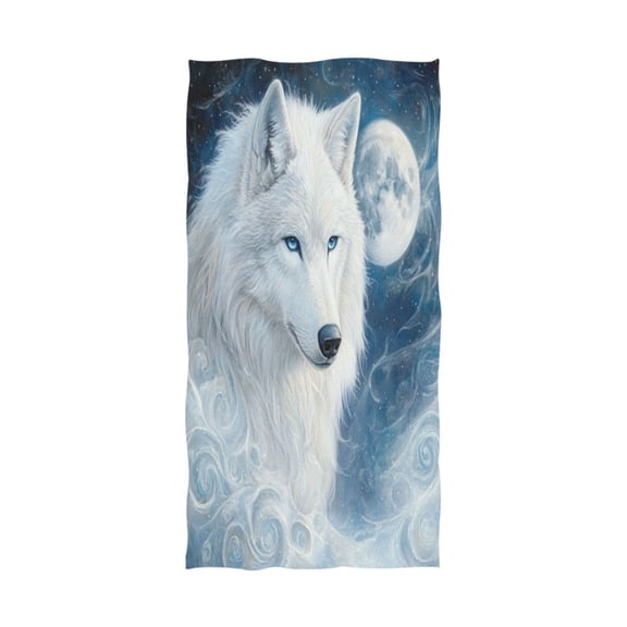 Qxltty Cool White Wolf Extra Large Bath Towel 32"x64" Super Soft Highly Absorbent Quick Dry Shower Towel for Hotel Bathroom Guest Spa Gym