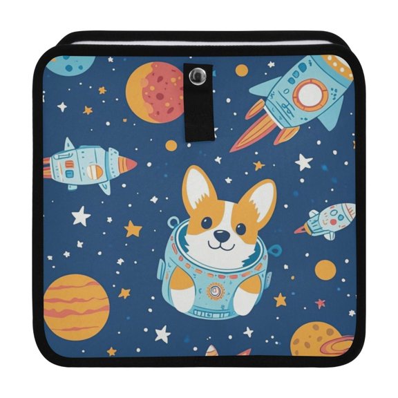 Qxltty Corgi Rocket Element Pattern Car Dumpster Collapsible Rear Seat Suspension Trash for Front Seat Center Console in Vehicle