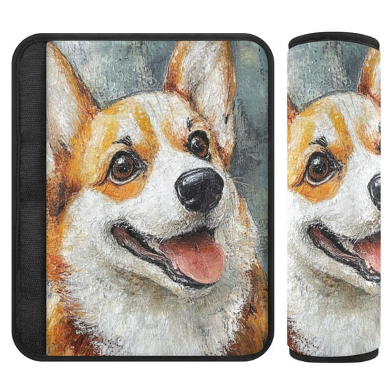 Qxltty Corgi with Oil Painting Style Car Seat Strap Pads are Soft and Snug Fitting for All Cars Backpacks Pushchair