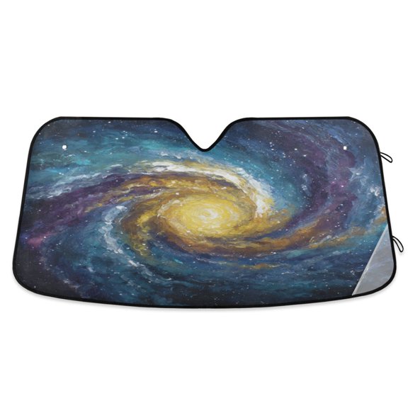 Qxltty Cosmic Spiral Car Windshield Sunshades Foldable UV Rays Sun Visor Protector Keep Your Vehicle Cool 55×27.6in