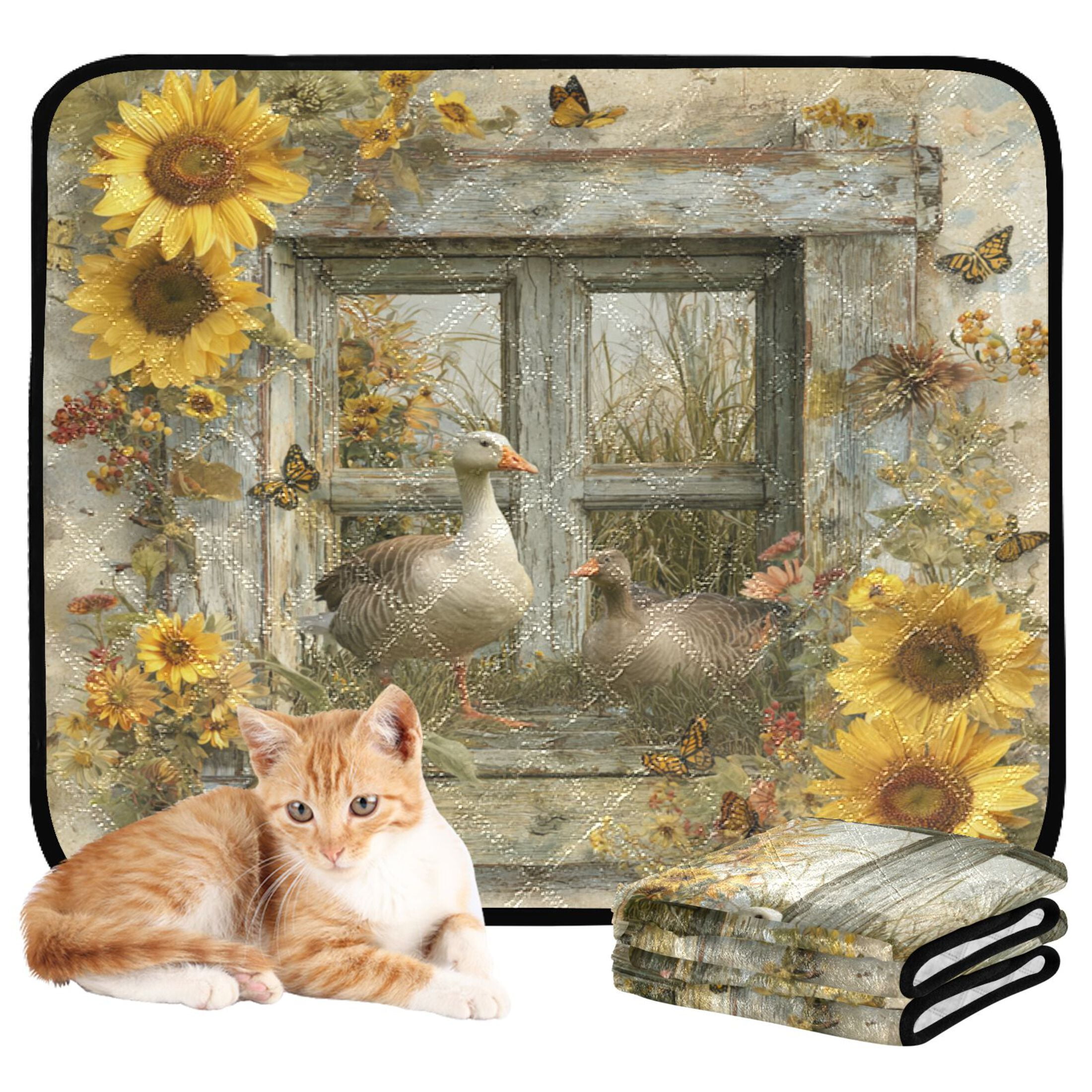Qxltty Country Goose Cat litter Pads Pet Set of 3 Diaper Mats Center Anti-leakage Layer Absorbent Soft and Comfortable