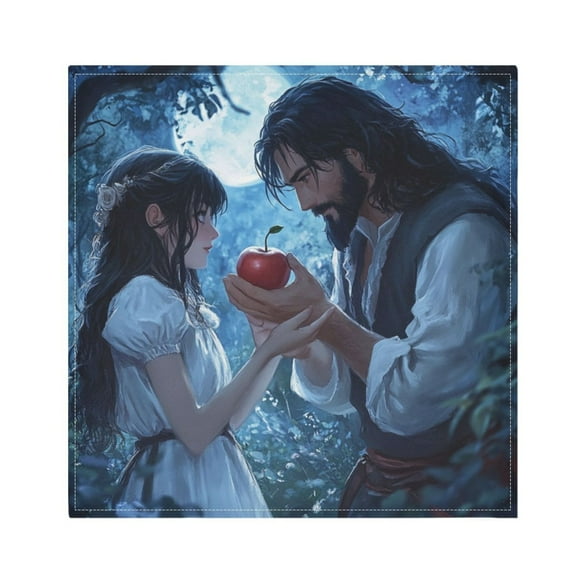 Qxltty Couple Sharing Apples Together Napkins 20×20in Perfect for Parties Dinners Weddings Cocktail Housewarming Cloth Napkins Set of 6