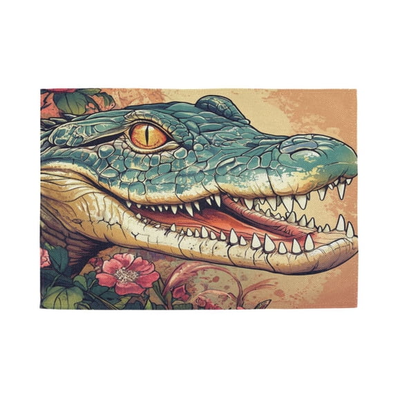 Qxltty Crocodile Illustration in Realistic Style Placemats Set of 1 Heat Resistant Non-Slip Place mat for Dining Table Washable Durable Polyester Woven Table Decorations