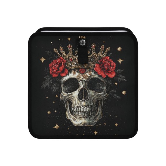 Qxltty Crown Skull Black Pattern Car Dumpster Collapsible Rear Seat Suspension Trash for Front Seat Center Console in Vehicle
