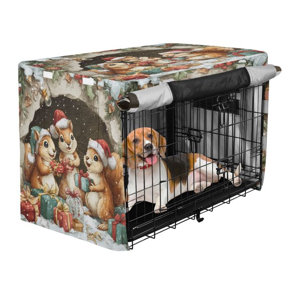 Qxltty Cute Baby Squirrels Crate Cover Durable Oxford Cloth Pet Kennel Sunshade Universal Fit for 35in Wire Cage