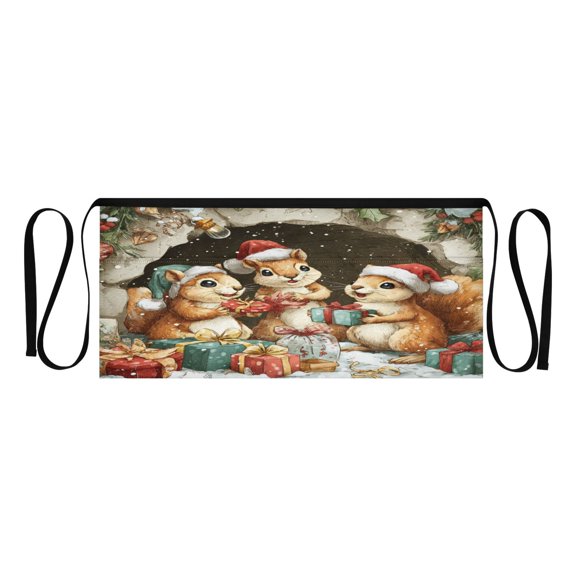 Qxltty Cute Baby Squirrels Kitchen Cooking Apron for Women Men with Pockets Waiter Short Aprons