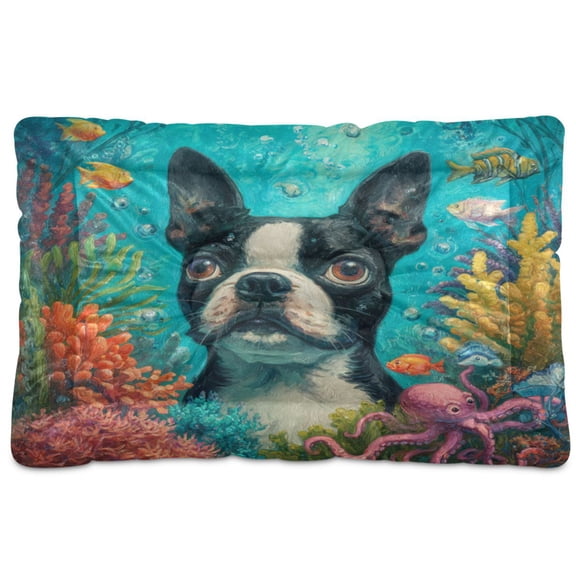 Qxltty Cute Boston Terrier Ped Pad Wear-resistant and Hard to Bite Through Sleeping Pad for Small Medium Large Dogs Winter Pet Bed 36×24in
