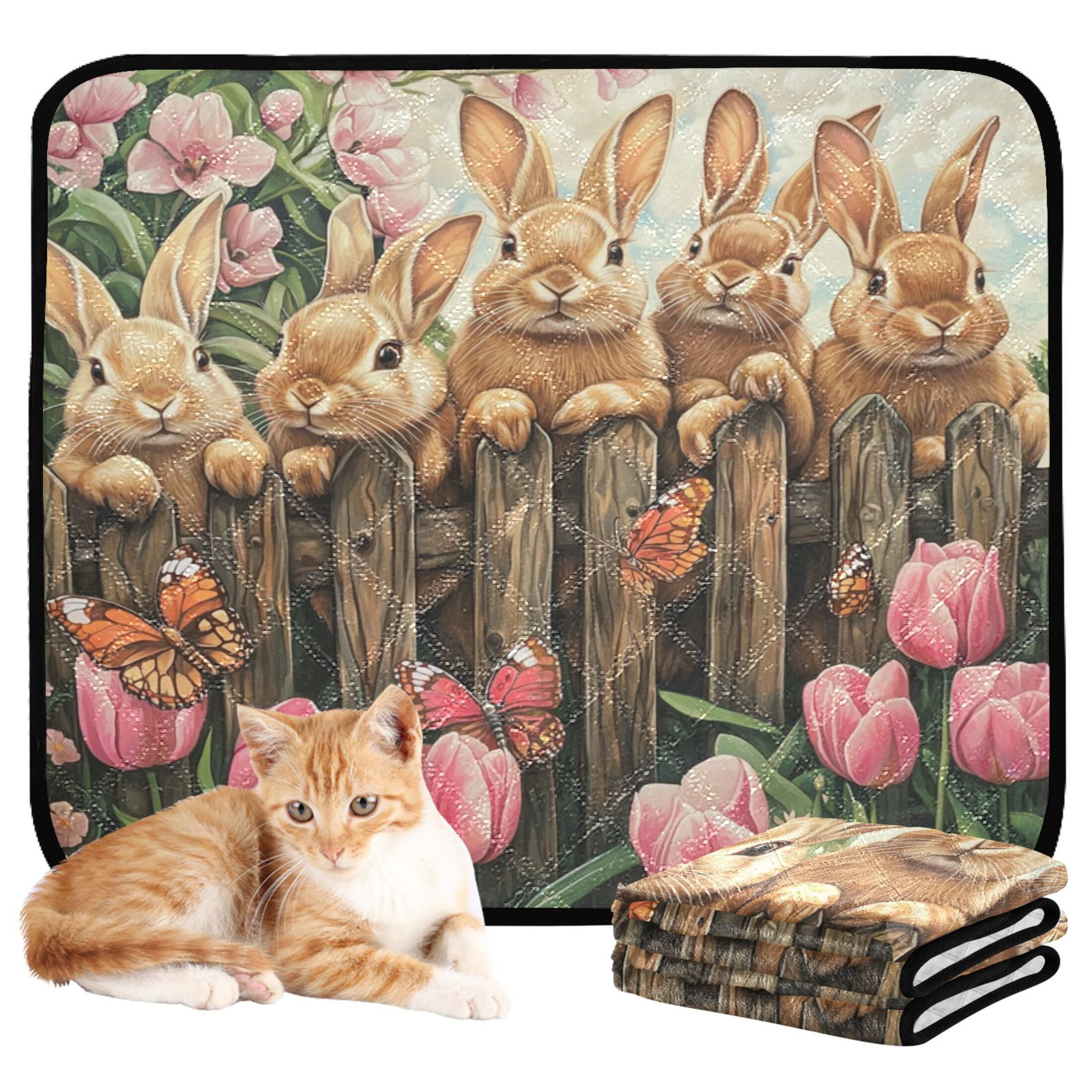 Qxltty Cute Brown Bunny Cat litter Pads Pet Set of 3 Diaper Mats Center Anti-leakage Layer Absorbent Soft and Comfortable