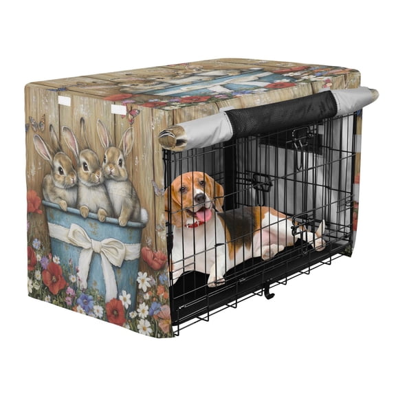 Qxltty Cute Bunnies Crate Cover Durable Oxford Cloth Pet Kennel Sunshade Universal Fit for 53in Wire Cage