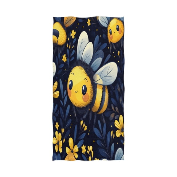 Qxltty Cute Cartoon Bumble Bee Pattern Extra Large Bath Towel 32"x64" Super Soft Highly Absorbent Quick Dry Shower Towel for Hotel Bathroom Guest Spa Gym