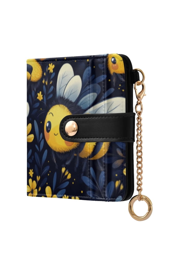 Cute Cartoon Bumble Bee Pattern Ladies Wallet Rfid Slim Thin Compact Credit Card Women Wallet Zipper Coin Pocket and ID Window for Female Gifts