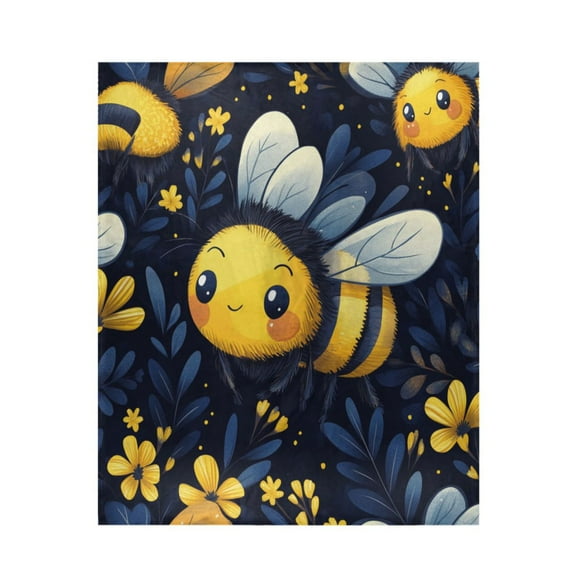Qxltty Cute Cartoon Bumble Bee Pattern Soft Cozy Fluffy Blankets for Couch Sofa Chair Bed Camping Picnic Travel Lightweight Bed 5060inch