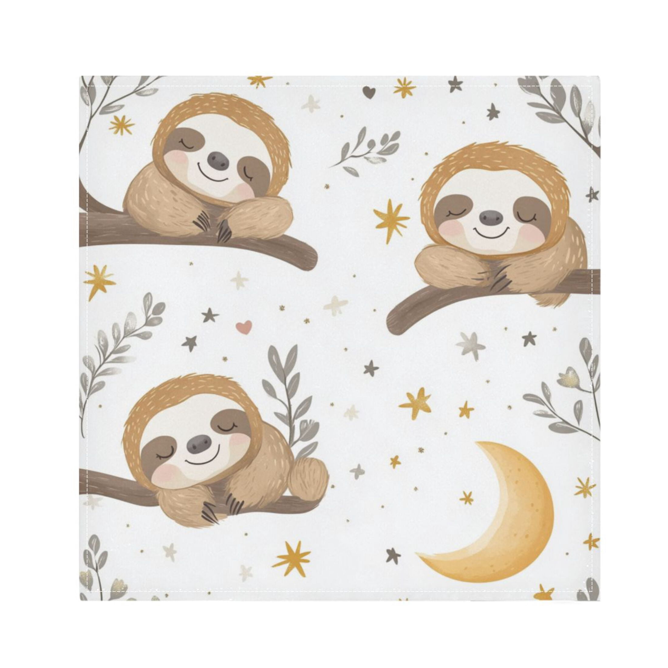 Qxltty Cute Cartoon Sloth Pattern with Moon and Stars Napkins 20×20in ...