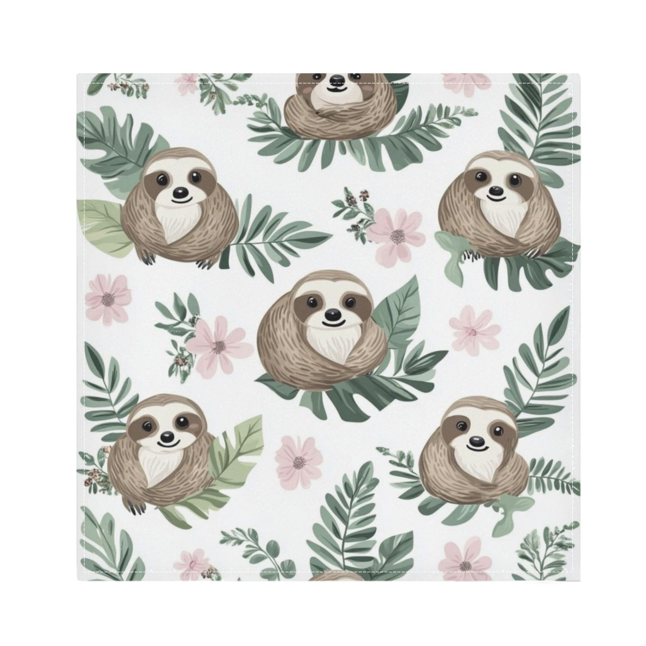 Qxltty Cute Cartoon Sloth Pattern with Tropical Leaves Napkins 20×20in ...