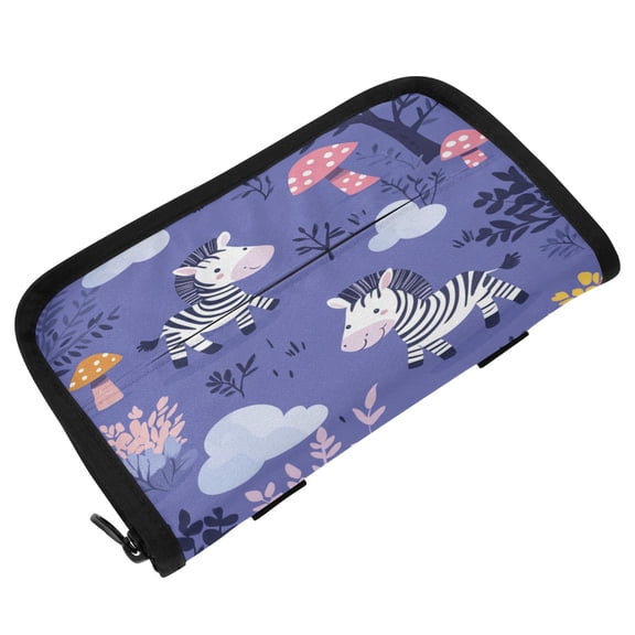 Qxltty Cute Cartoon Zebra Pattern with Purple Background Car Tissue Holde Upgraded Hanging Square Sun Visor Napkin Box and Easy to Use