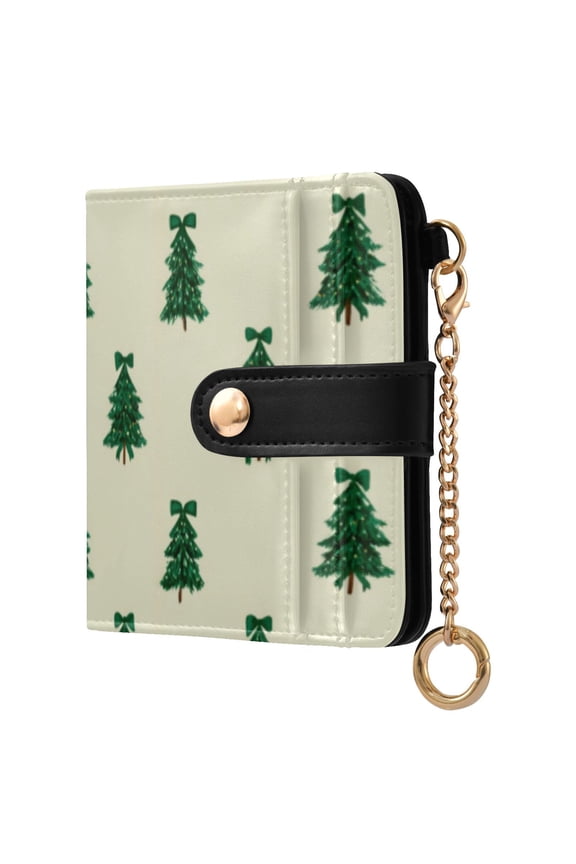 Cute Christmas Tree Ladies Wallet Rfid Slim Thin Compact Credit Card Women Wallet Zipper Coin Pocket and ID Window for Female Gifts