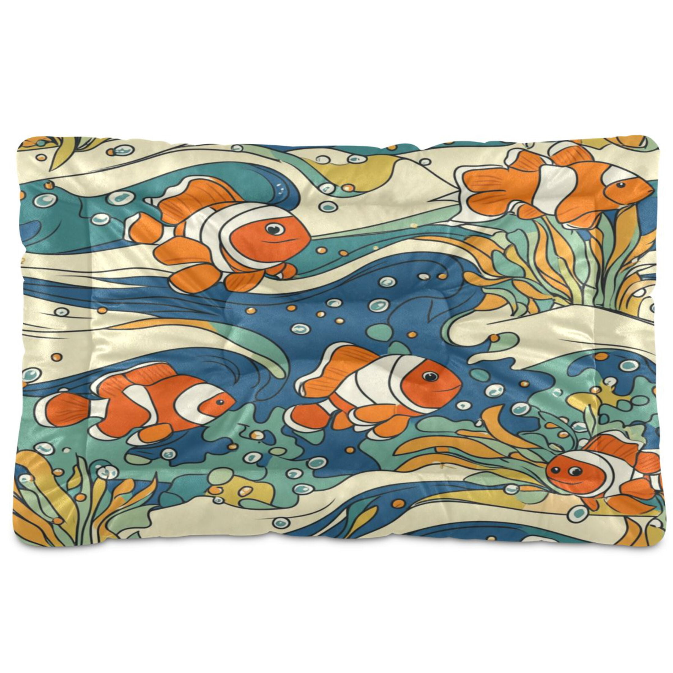 Qxltty Cute Clownfish Patterns Ped Pad Wear-resistant and Hard to Bite Through Sleeping Pad for Small Medium Large Dogs Winter Pet Bed 36×24in