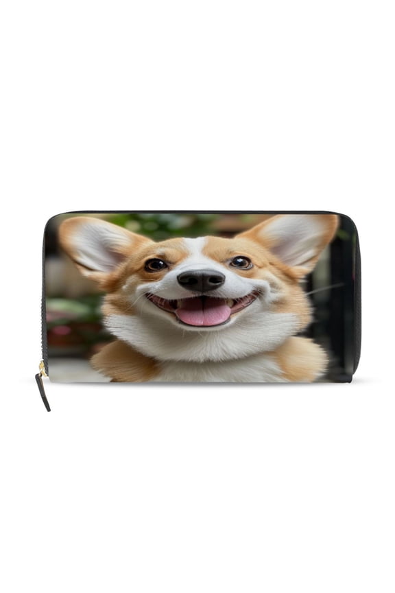 Cute Corgi Women's Leather Wallet Fashion Retro Multi Card Holder with Cell Phone Pocket Mothers Day Gifts