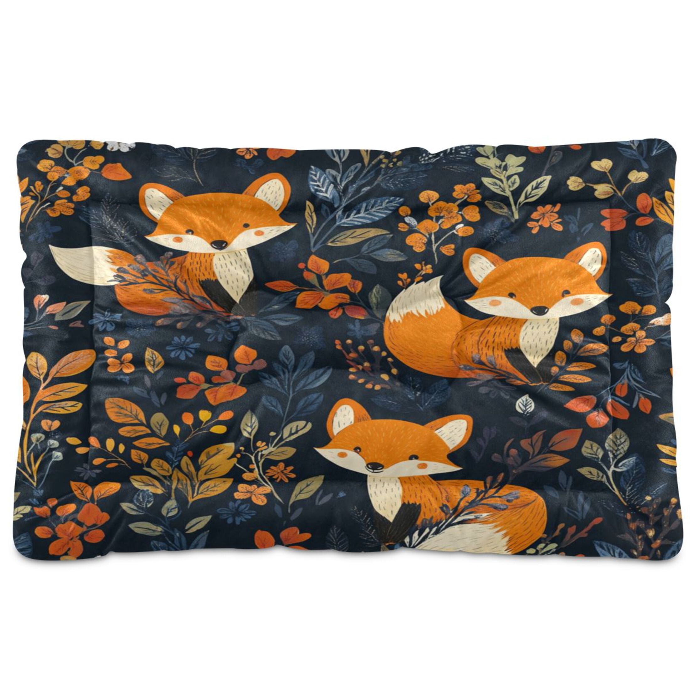 Qxltty Cute Fox Pattern Ped Pad Wear-resistant and Hard to Bite Through Sleeping Pad for Small Medium Large Dogs Winter Pet Bed 36×24in
