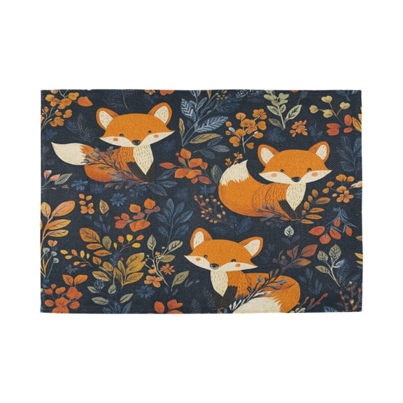 Qxltty Cute Fox Pattern Placemats Set of 1 Heat Resistant Non-Slip Place mat for Dining Table Washable Durable Polyester Woven Table Decorations