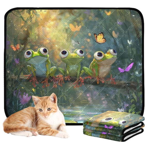 Qxltty Cute Frog Cat litter Pads Pet Set of 3 Diaper Mats Center Anti-leakage Layer Absorbent Soft and Comfortable