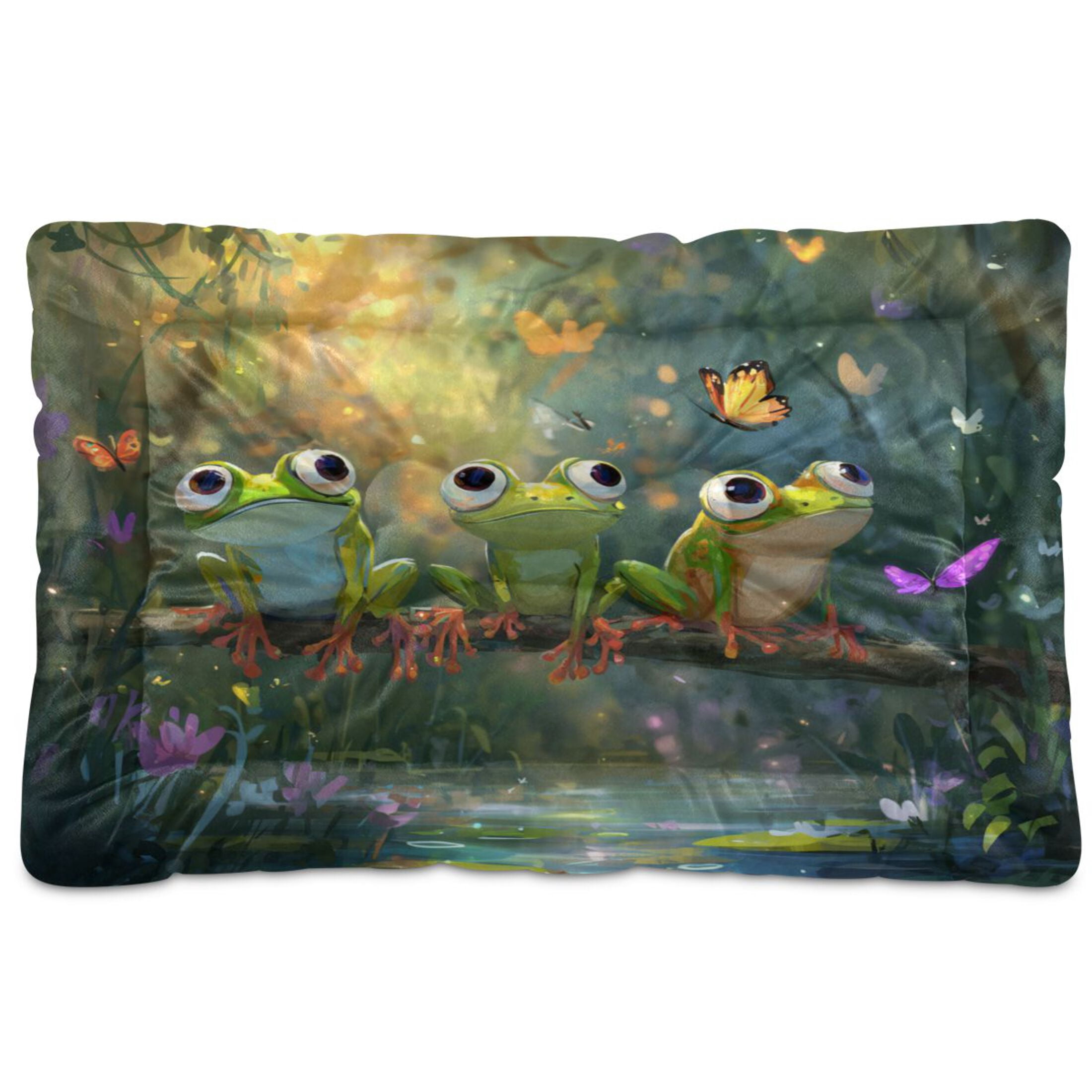 Qxltty Cute Frog Ped Pad Wear-resistant and Hard to Bite Through Sleeping Pad for Small Medium Large Dogs Winter Pet Bed 36×24in