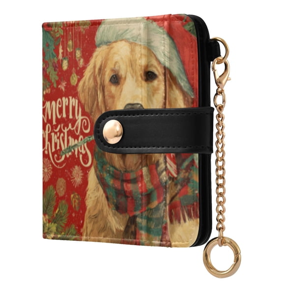 Qxltty Cute Golden Retriever Dog Ladies Wallet Rfid Slim Thin Compact Credit Card Women Wallet Zipper Coin Pocket and ID Window for Female Gifts